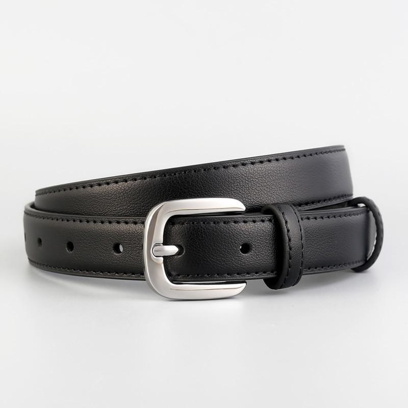 

Minimalist Leather Belt For Women With Pin Buckle For Casual And Office Wear чёрный