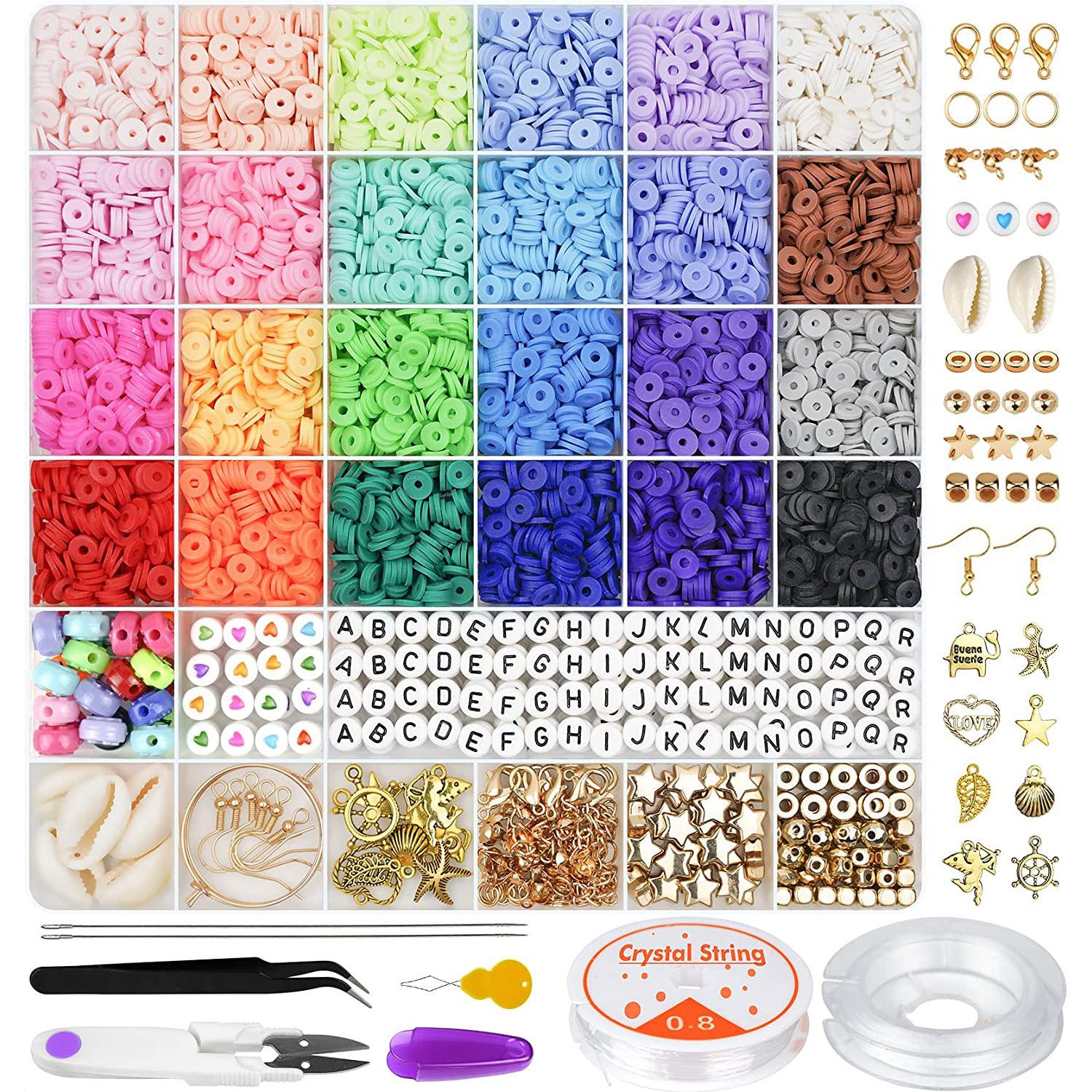 6000 Pieces Clay Bead Set, Soft Pottery Segment Beaded Diy Handmade Bracelet Necklace Jewelry Bohemian Style