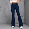 Womens Stretch Denim Flare Jeans High Waist Slim Fit Deep Blue Water Washed Casual Office Wear 2026
