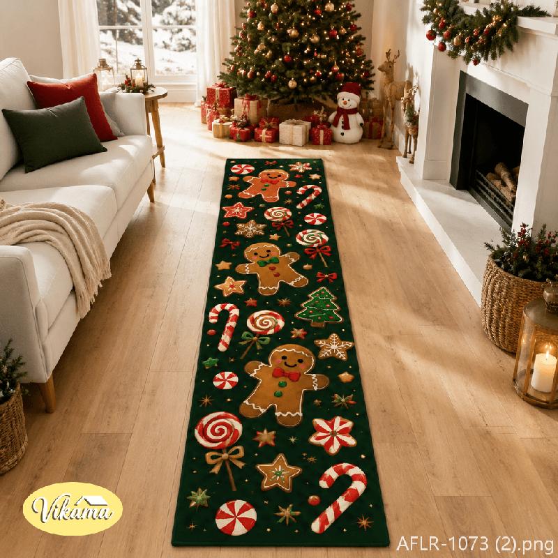 Christmas Holiday Rug, Anti-Slip Corridor and Hallway Carpet with Christmas Aesthetic, Long Kitchen Mat, Home Decor