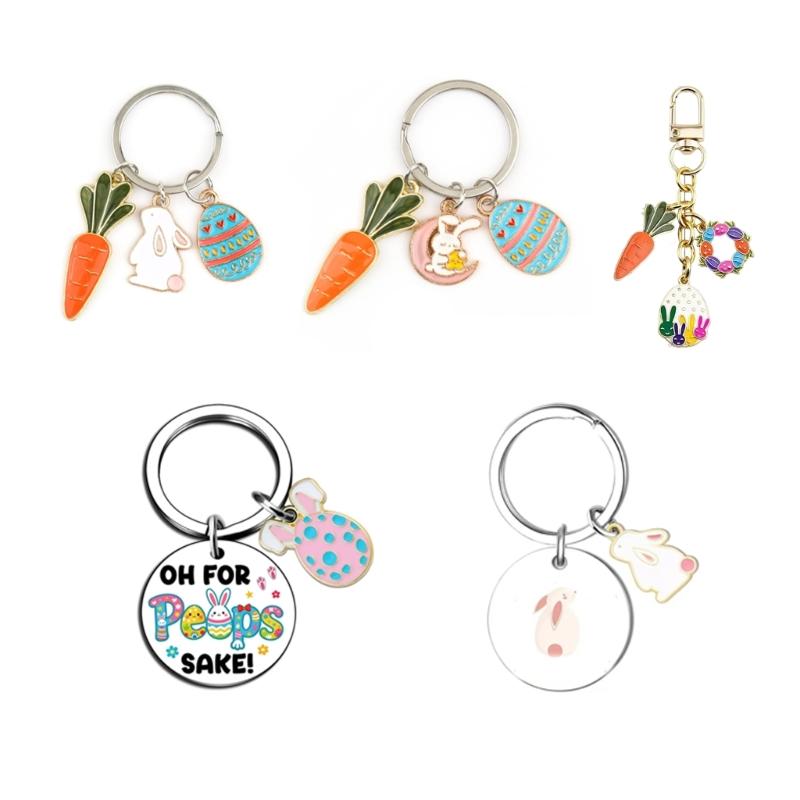 Sturdy Alloy Rabbits Keychain With Enameled Drip Designs For Keys Bags And Gifts