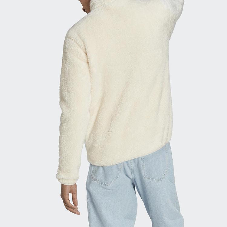 Adidas Originals Solid Color Logo Collar Jacket Men Jackets Off-White HR8622