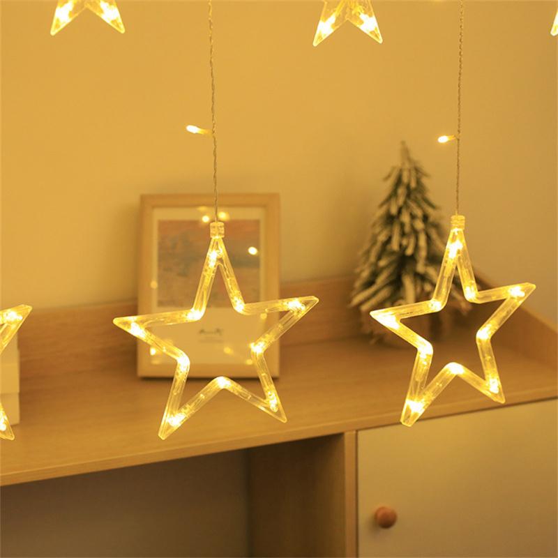 3.5m Star Moon Curtain Light Battery Powered Led Waterproof Decorative Light String For Indoor