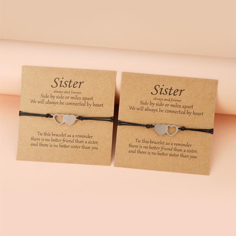 Sisters Card Bracelet 2-piece Set European and American Creative Stainless Steel Heart-shaped Good Friend Bracelet