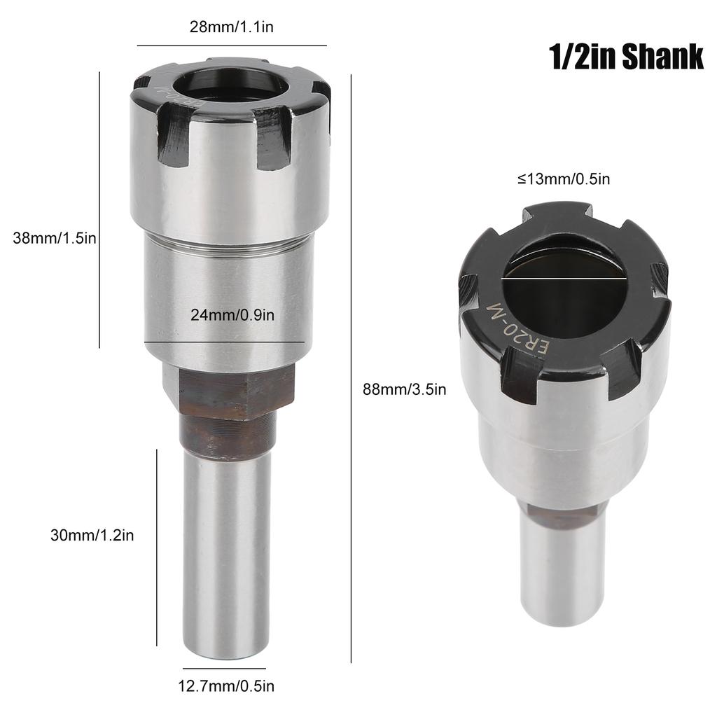 CNC Straight Shank Rod Collet Extension Rod 1/2in Shank Chuck Holders HSS for CNC Milling Cutter Lathe Tool Collet Chuck Holders