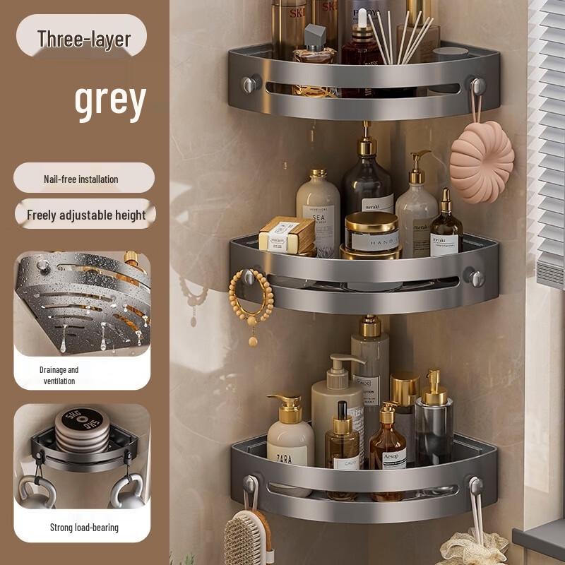 MDNG Upgraded 3-Tier Bathroom Wall Storage Shelf