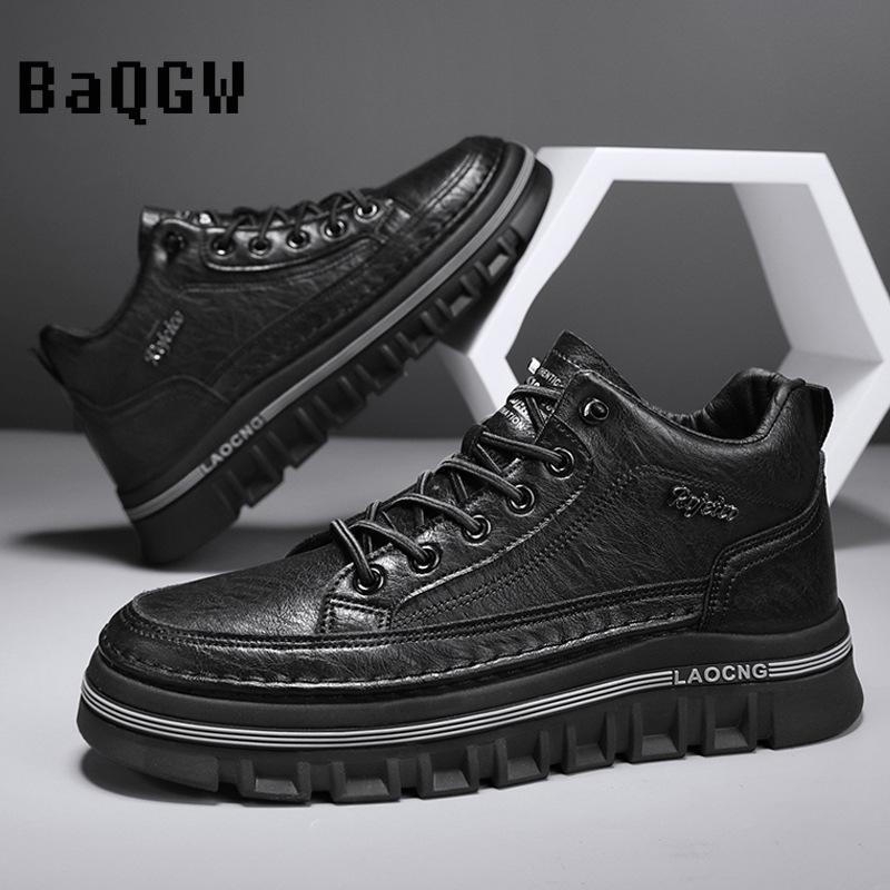 Fashion Designer Luxury Fashion Mens Leather Casual Shoes Sport Business Retro Men's Skate Shoes Outdoor Comfortable Non-slip Lace-up