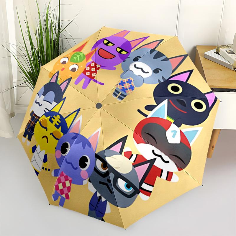 1pc Animal Crossing Automatic Open/close Folding Portable Umbrella with 8-Rib Structure for Women/Men, All-Season Use 132