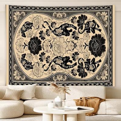 Vintage Floral and Animal Motif Wall Tapestry Wall Flag Pop Art Home Decoration Suitable For Bedroom University Dormitory