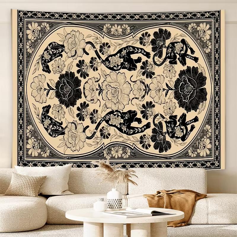 Vintage Floral and Animal Motif Wall Tapestry Wall Flag Pop Art Home Decoration Suitable For Bedroom University Dormitory
