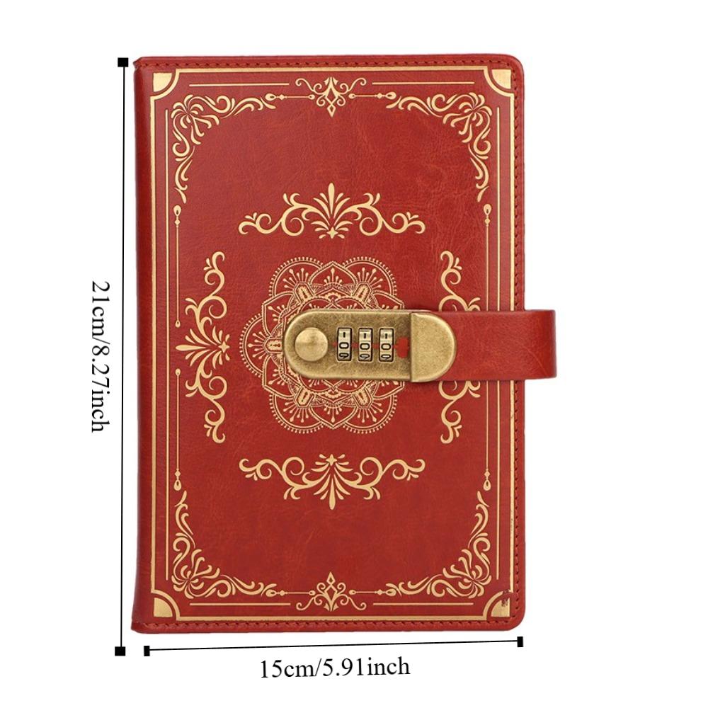 Flower Cover Journal Notebook With Lock PU Leather Personal Notebook Diary Writing Pads  Gift