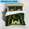 Golden Mosque Silhouette 3pcs Bedding,Including 1pc Duvet Cover And 2pcs Pillowcases Perfect for Christmas,Ideal for Bedroom, Dormitory