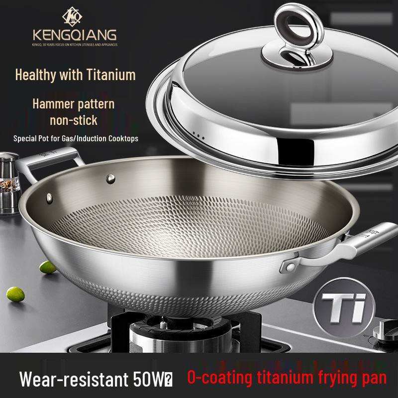 Non-Stick Titanium Wok with Double Ear Handles for Gas & Induction Cooktops