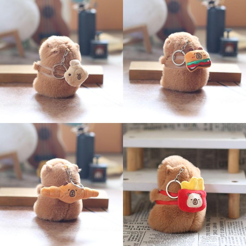 Capybara With Afternoon Tea Bag Plush Keychain Stuffed Gift For Kids Decor Bag