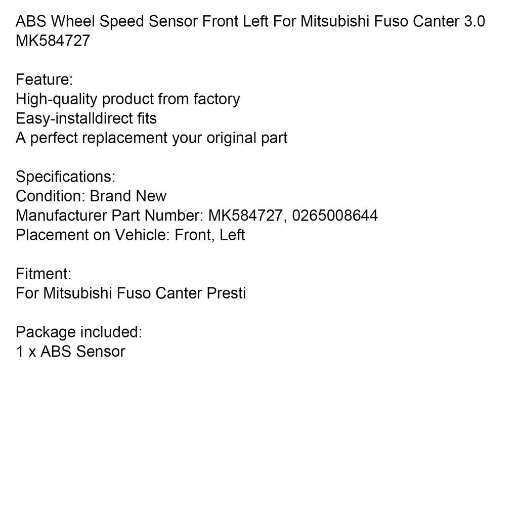 ABS Wheel Speed Sensor Front Left For Mitsubishi Fuso Canter 3.0 MK584727