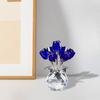 Faux Crystal Rose Flower Ornament Handmade Bouquet Figurine Mini Flower Vase Decoration Wife Girlfriend Women Wedding Anniversary Birthday Gift