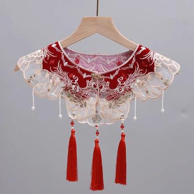 Set gonna con nappe ricamate da donna Yunjian: Include Mantello Retro, Scialle Stile Hanfu, Colletto con Accento di Perle e Gilet.