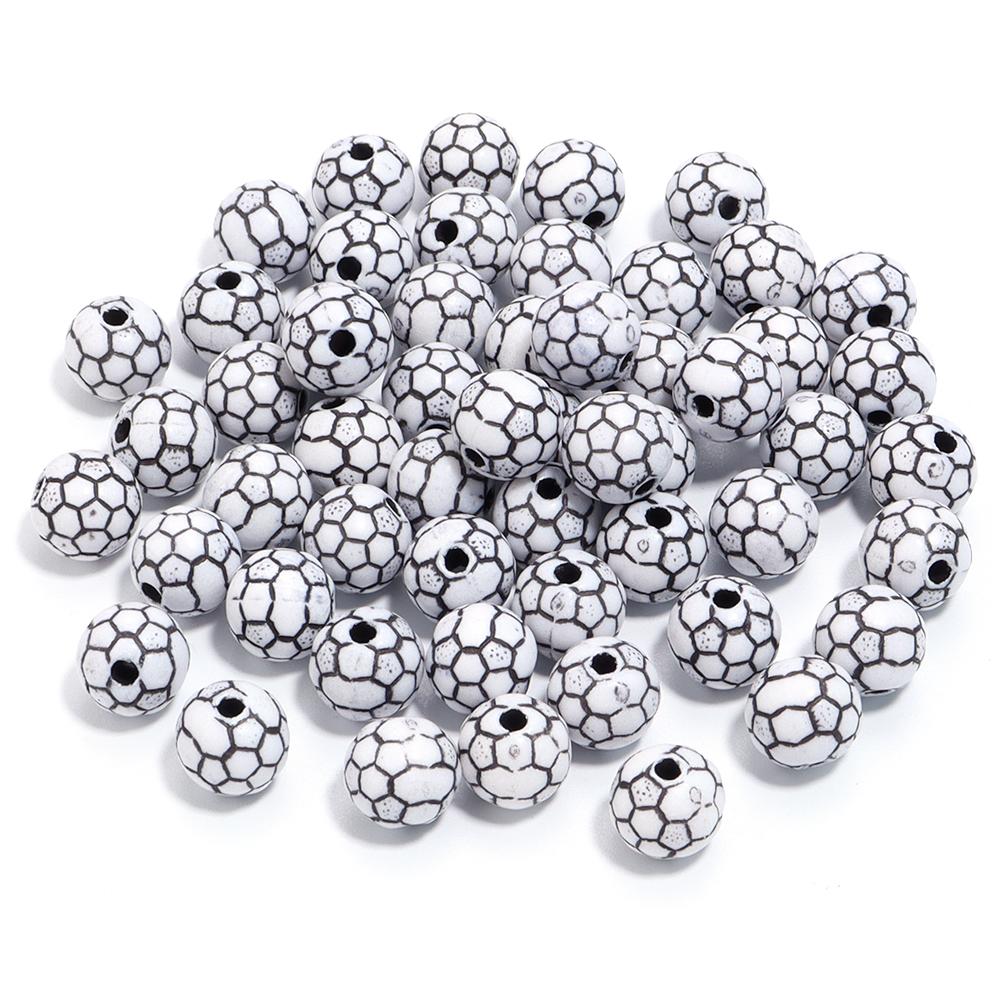

20-50pcs/lot Acrylic Sports Ball Beads Football Tennis Basketball Shaped Loose Round Beads For DIY Bracelet Necklace Accessories