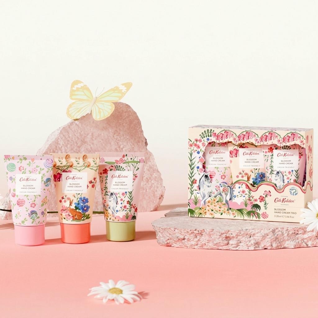 [Cath Kidston] Offizielles Blossom Handcreme Trio Set (30 ml x 3) - Premium Blumenduft & Sheabutter Feuchtigkeitsgeschenk