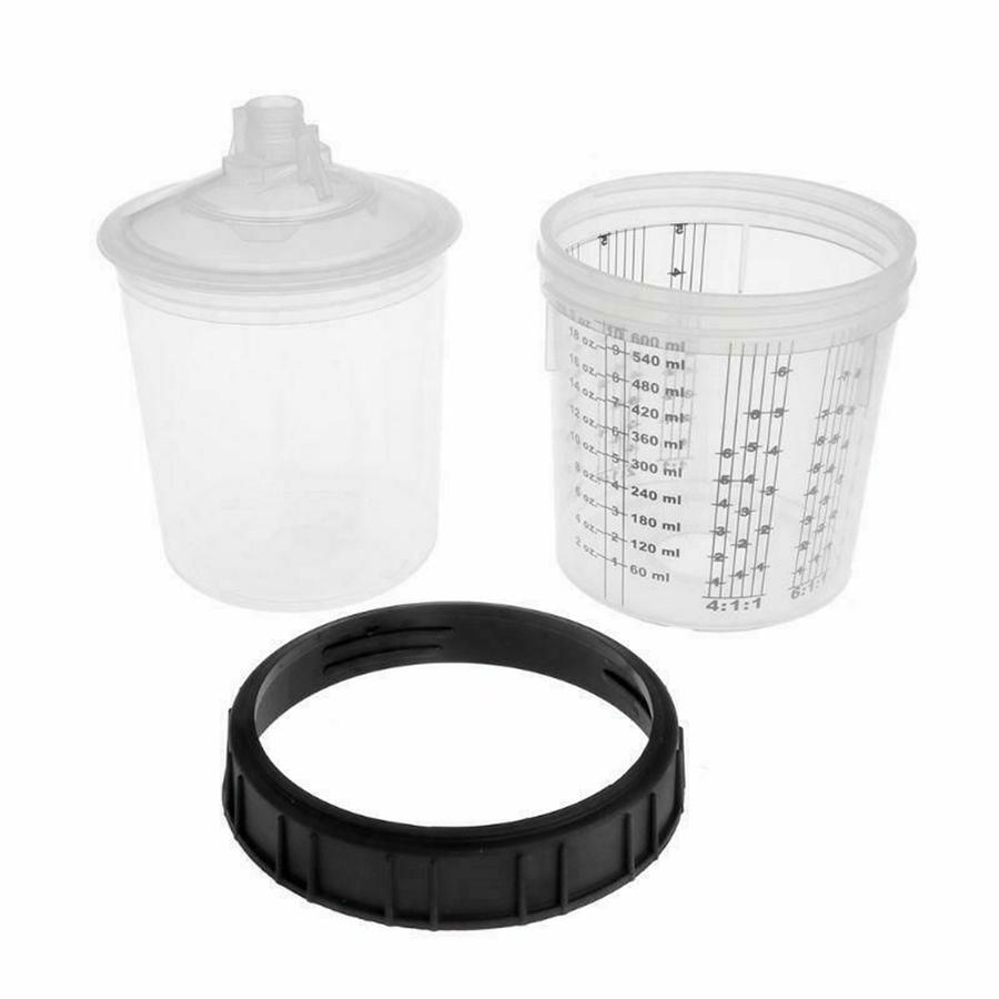 22oz 600ML Disposable Paint Cup H/O Quick Cup With 16X1.5 External Spray Gun Con