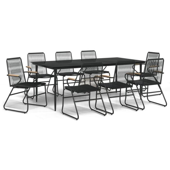 VidaXL Ensemble à manger de jardin 9 pcs noir rotin PVC 3099220