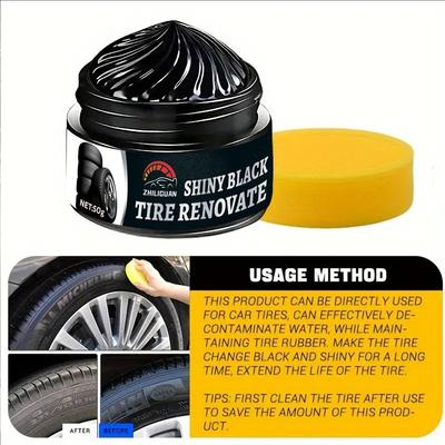 Cire Brillante pour Pneus de Voiture - Cire de Polissage pour Pneus, Protection UV et Revêtement Imperméable, Redonne la Finition Noire et Prévient les Craquelures