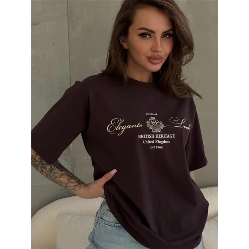 Trendy Oversized Printed Tee: 100% Loose Short Sleeve, Versatile European & American Style