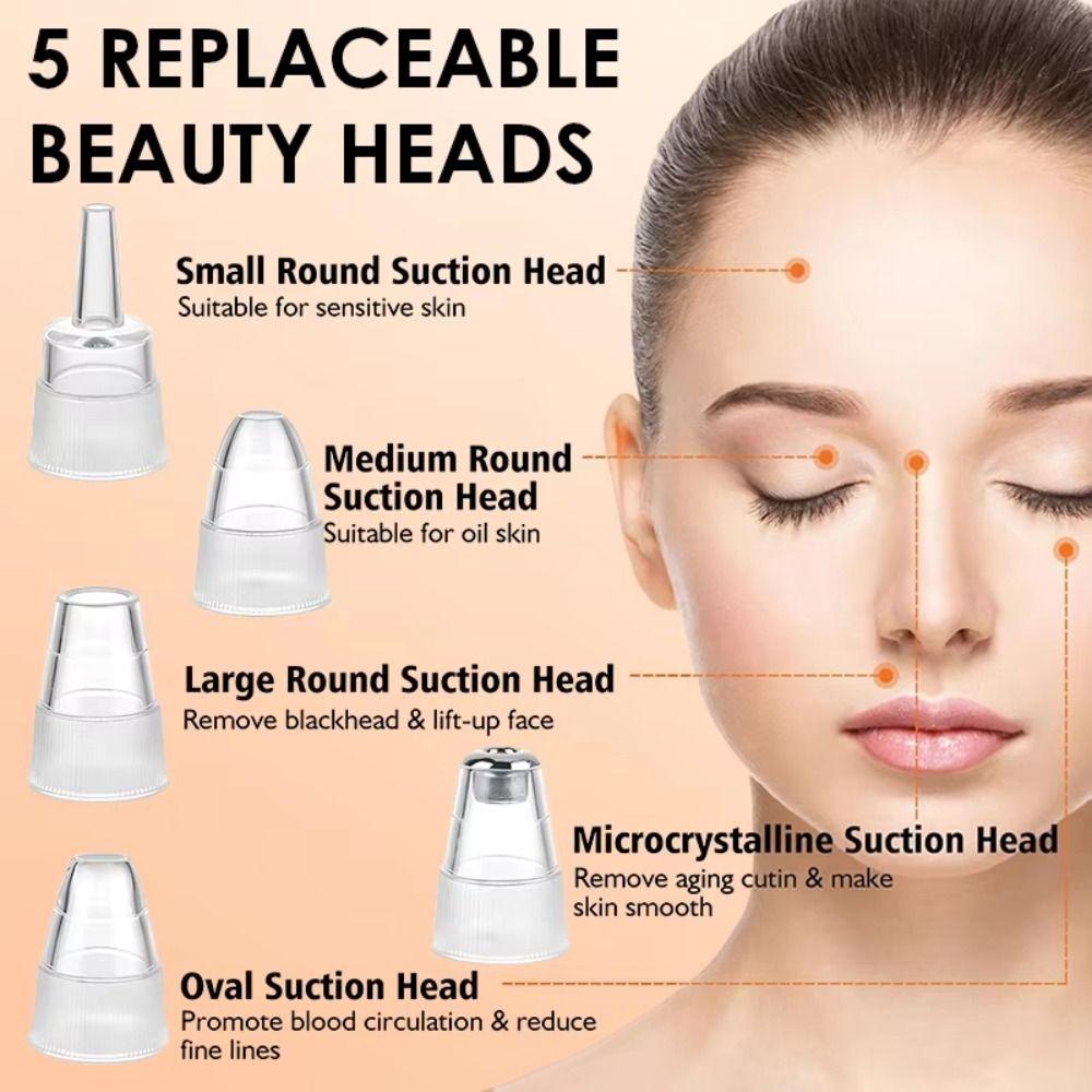 Deep Cleansing Electric Blackhead Remover 5 Suction Heads Blackhead Suction Device  Face Skin Care