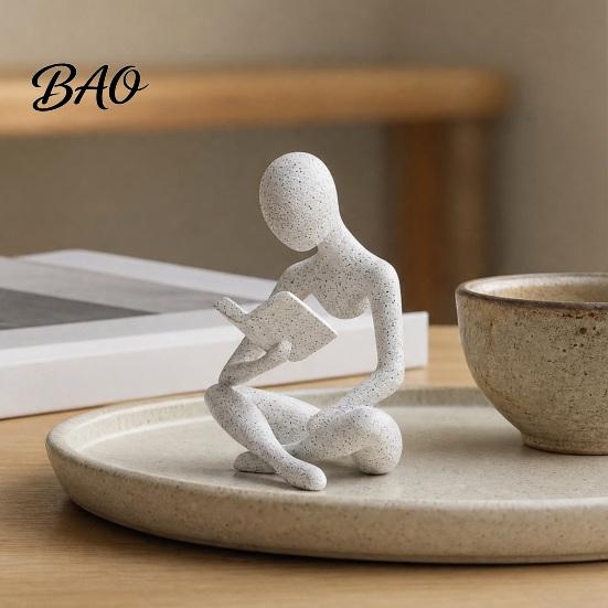 Industrial Style Bookend 3D Printed Bookshelf Decor Thinker Statue, Abstract Art Ornament, Reading Sculpture, Aesthetic Nordic Minimalist Figurine,