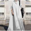 Women's Solid Color Polo Collar Long Sleeve Oversized Loose Maxi Dress Casual A‑Line Big Swing Dress Plus Size