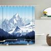 Winter Forest Shower Curtains Snow-Covered Pine Alpine Peaks Idyllic Early Morning Scenery Seasonal Christmas Elk Bathroom Decor