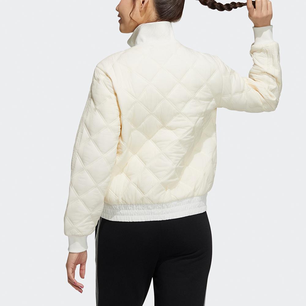 Adidas Neo Oct Jacket Padded Diamond Quilted Outdoor Warm Stand Collar Cotton Coat Winter Women Jackets Off-White H18640