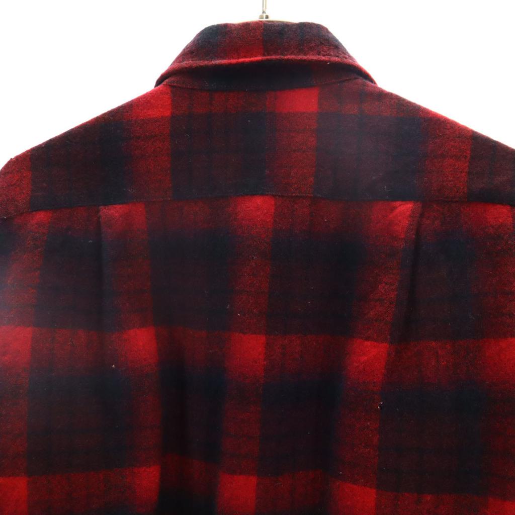 PENDLETON 70s Made In USA Wool Vintage Check Pattern Long Sleeve Shirt 16 Men's Used