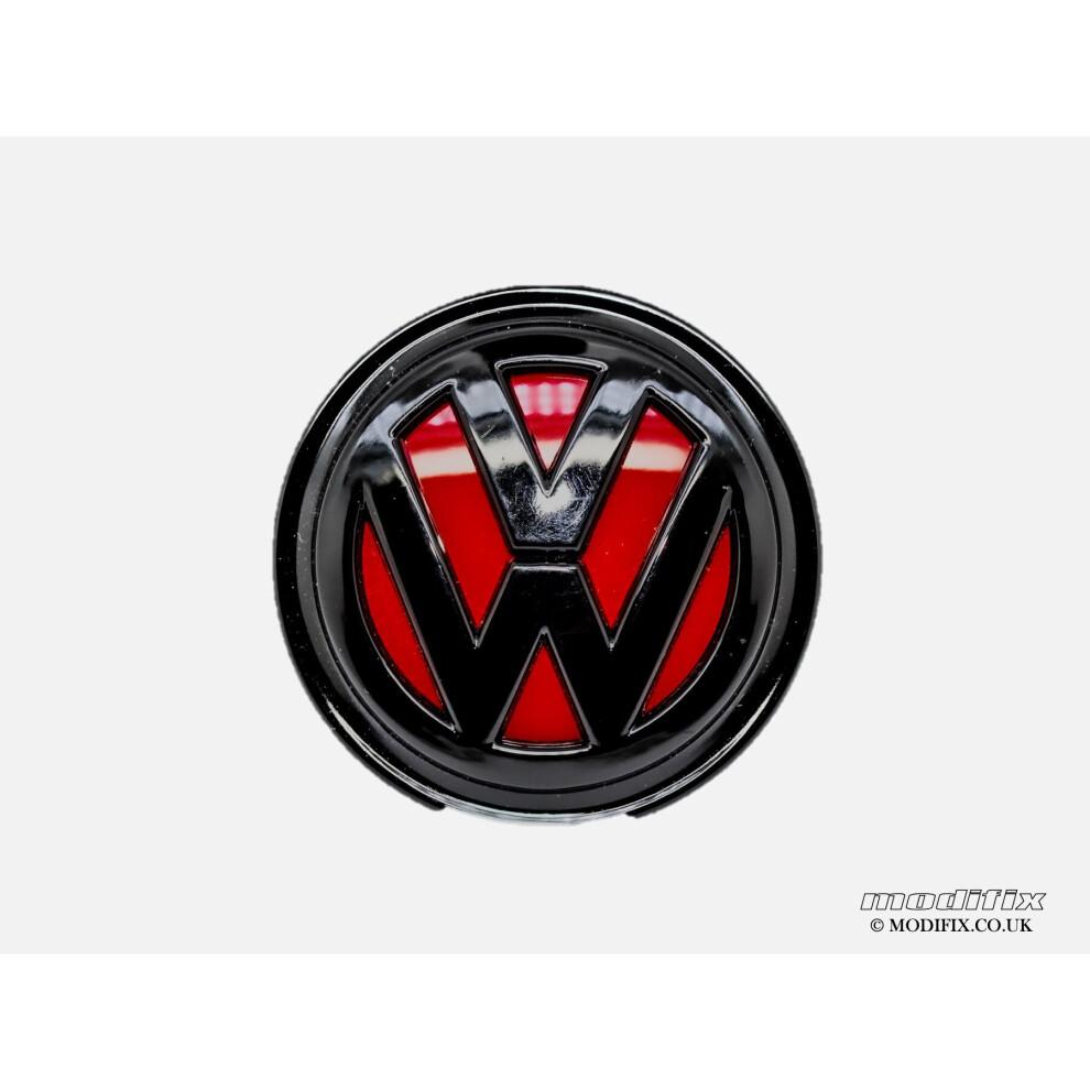 MODIFIX-CO-UK VW Glänzend Rot Schwarz Leichtmetallfelgen Mittelkappen 4 Stück VW Golf MK7 Passat Tiguan 66mm