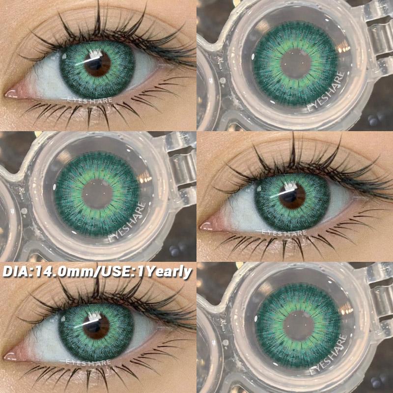 AMARA 1 Paar Braune Naturfarbene Kontaktlinsen für Augen RIYADH Serie Weichlinsen Koreanisches Augen-Make-up Mode Blaue Farblinsen