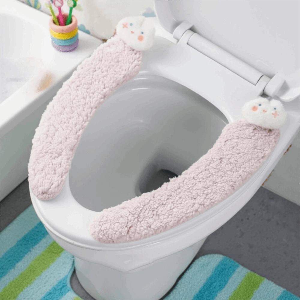 Adhesive Adhesive Toilet Mat Comfortable Cartoon Rabbit Toilet Mat Lamb Fleece Toilet Mat Home Use