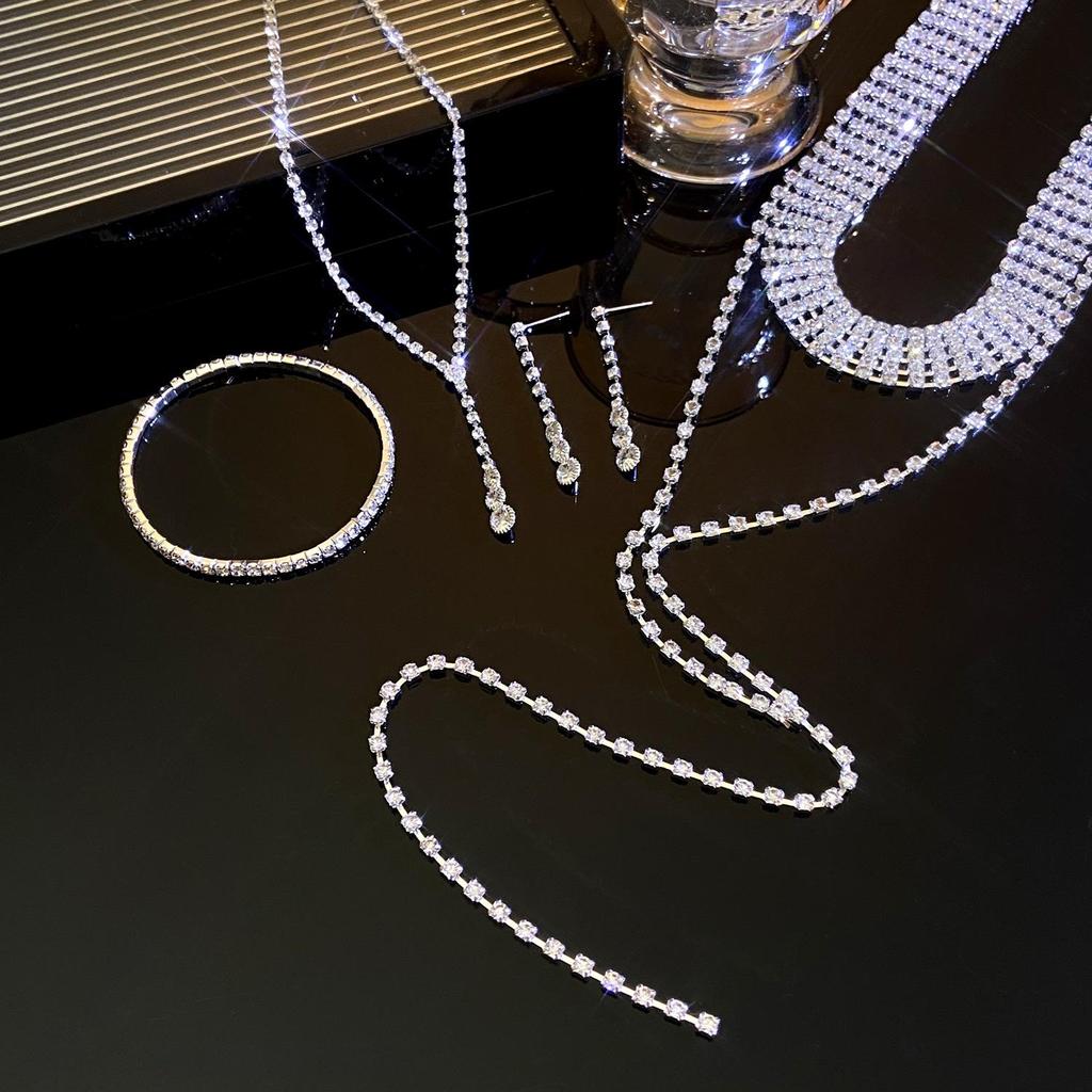 Luxury Teardrop Necklace & Earrings Set: Bridal & Evening Diamond Jewelry