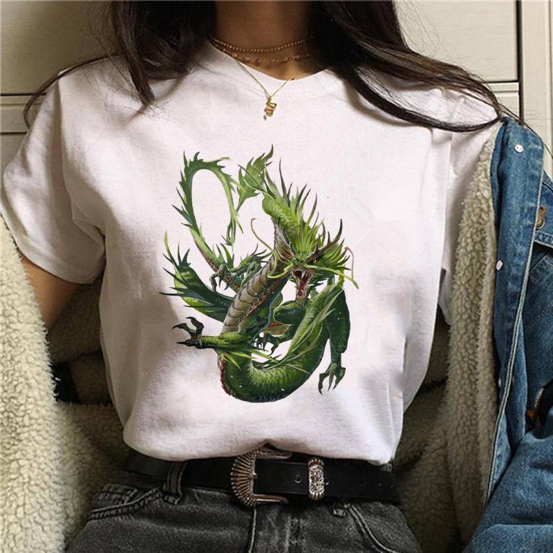 Harajuku Chinese Dragon Print Popular Fashion Trend Largesized Thin Unisexs and Womens Same Shortsleeved Tshirt Graphic