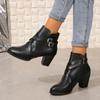 Fashion Shoes for Women 2024 Winter New Pin Buckle Design Zipper Women's Boots Comfortable Thick Heel Commuting Office Ladies Shoes