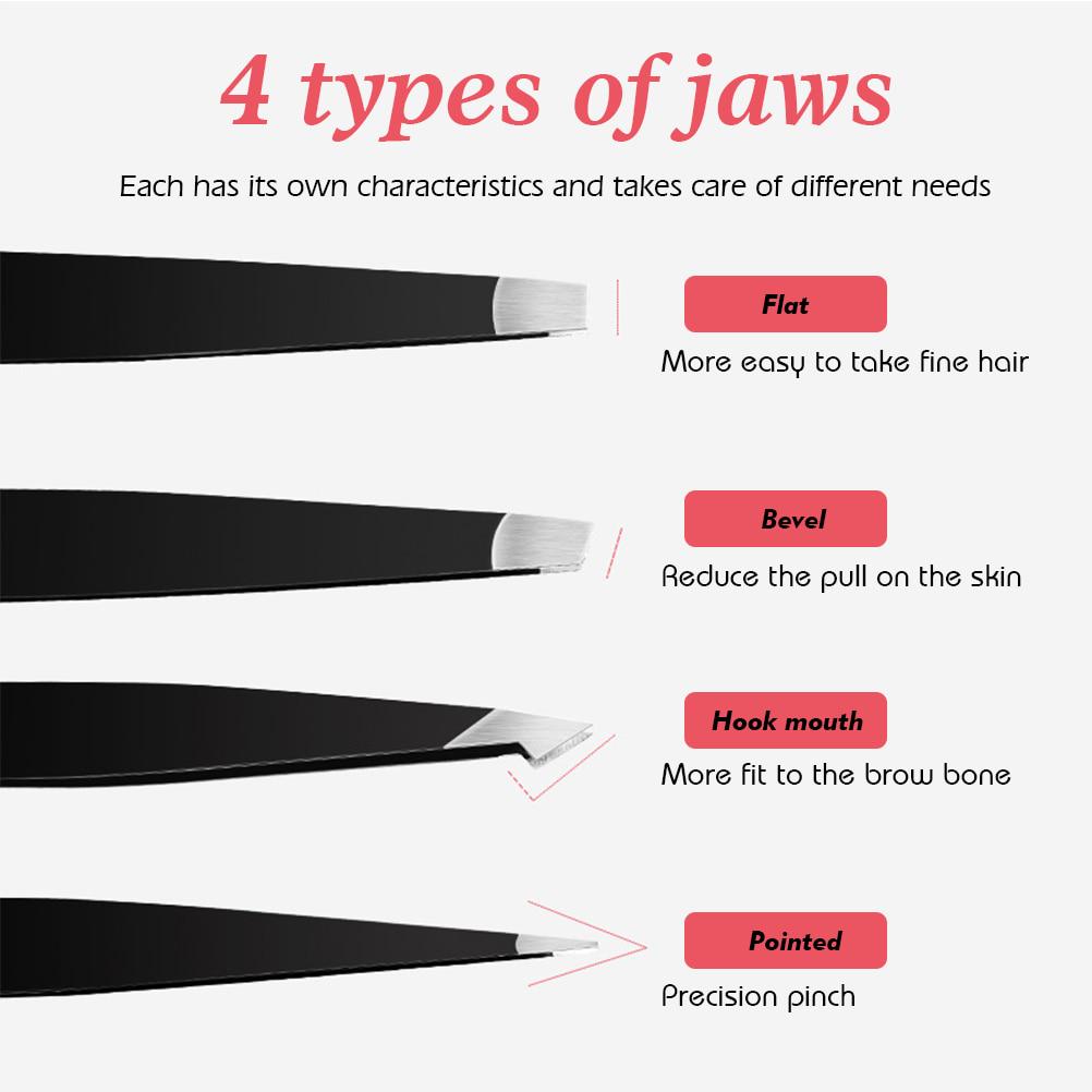 4 Eyebrow Tweezers Set Stainless Steel Eyebrow Clip Stickers Double Eyelid Stickers Tweezers