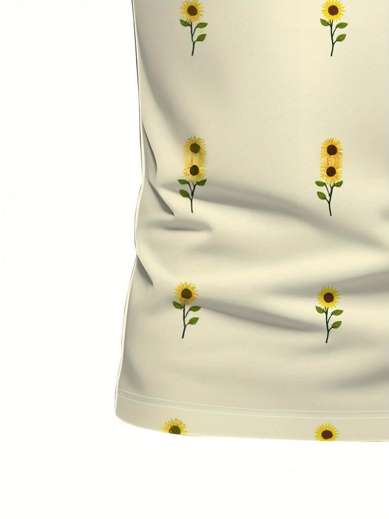 Men's Short Sleeve Polo Shirt with Flat Digital Print Pattern - No Texture