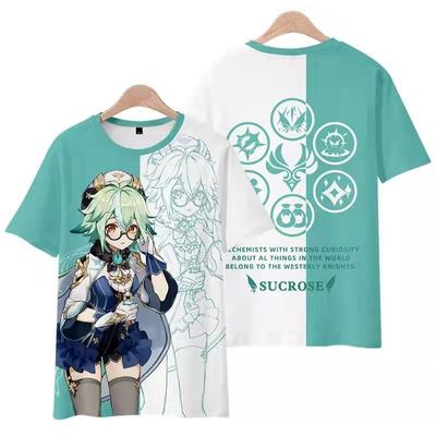 Kawaii Game Genshin Impact Sucrose Yun jinT-krekli ar 3D apdruku Sieviešu Vīriešu Unisex Mode Lielizmēra T krekls Zēni Meitenes T-krekli Topi