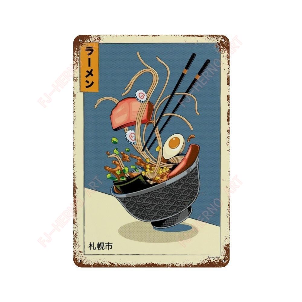 Vintage Japanese Cuisine Sushi Metal Tin Sign Plaque Decorative Plates for Garage Club Man Cave Bar Home Hotel Cafe Wall Decor
