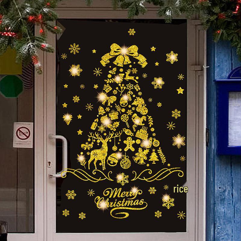 

Glittery Gold & Silver Christmas Tree and Snowflake Window Clings