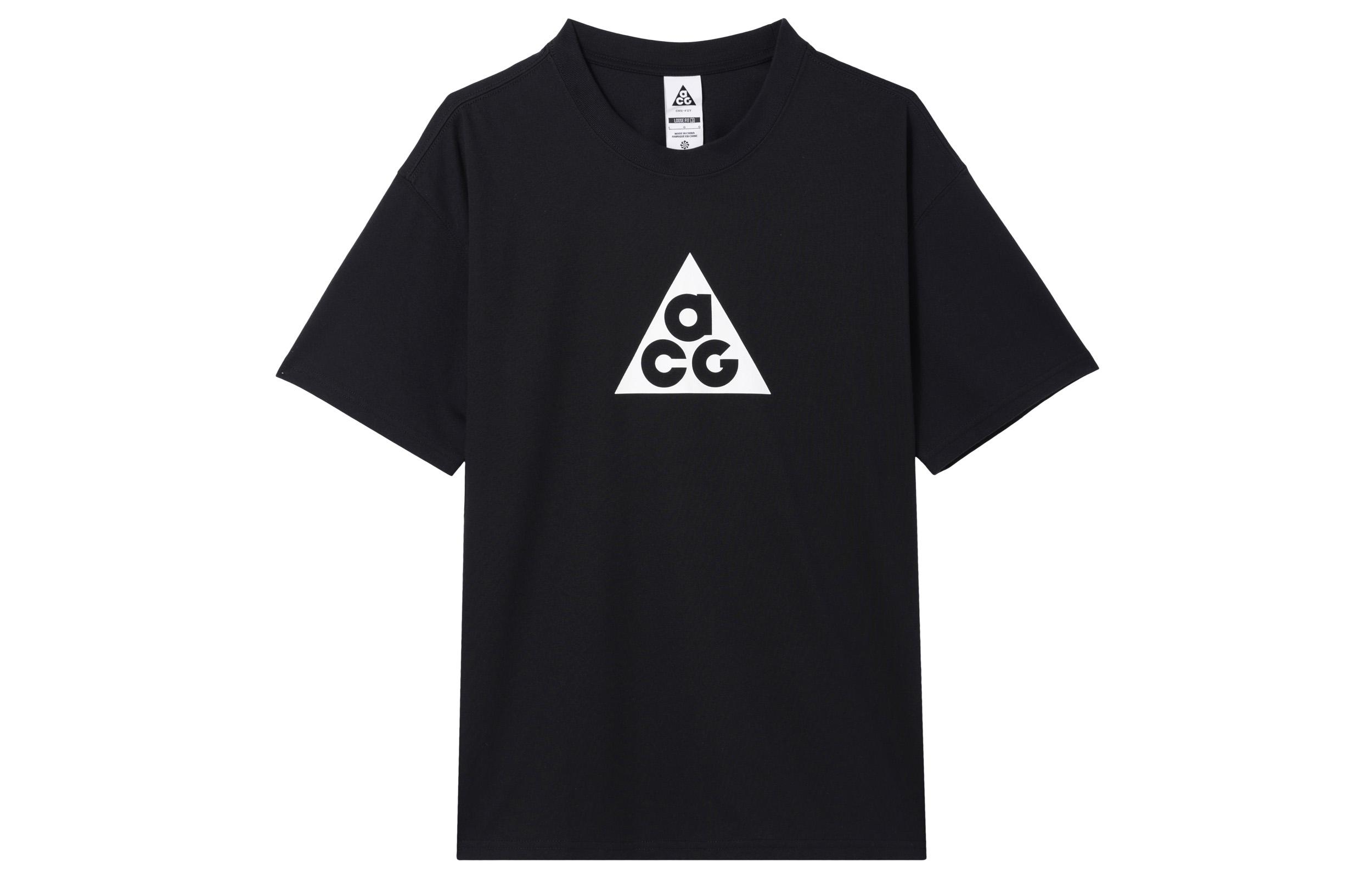 Nike ACG T Shirts Men s Black Crew Neck Moderate Straight Fit FQ3741-010 XL