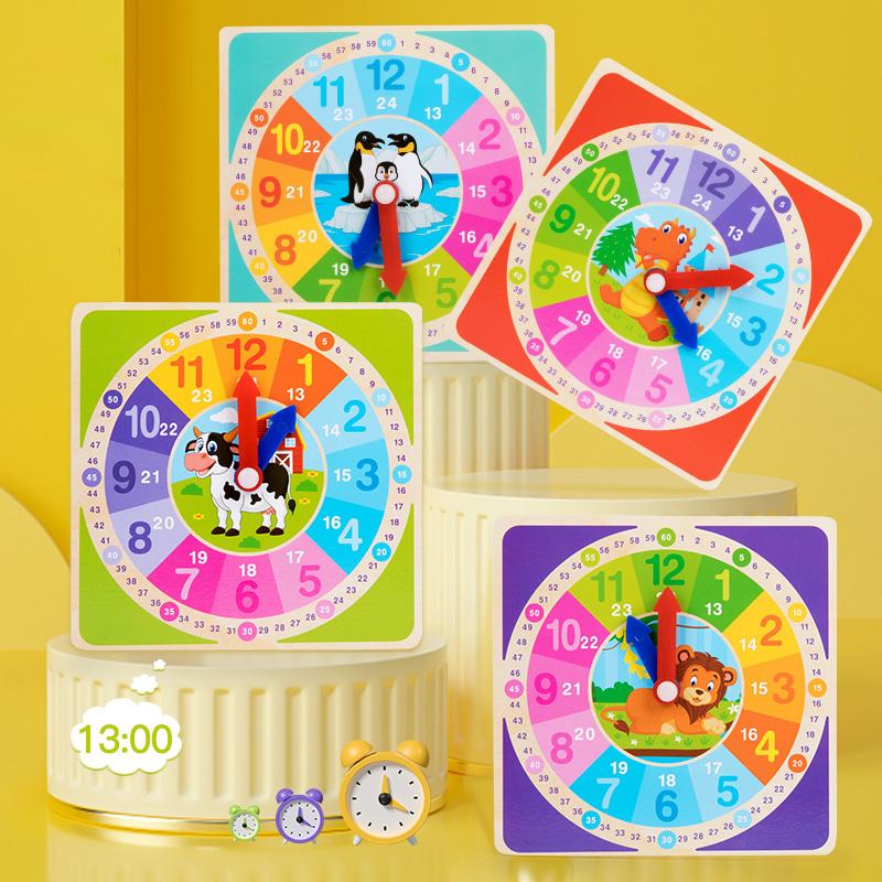 Children Montessori Wooden Clock Toys Hour Minute Second Cognition Colorful Clocks Toys For Kids Early Preschool Teaching Aids