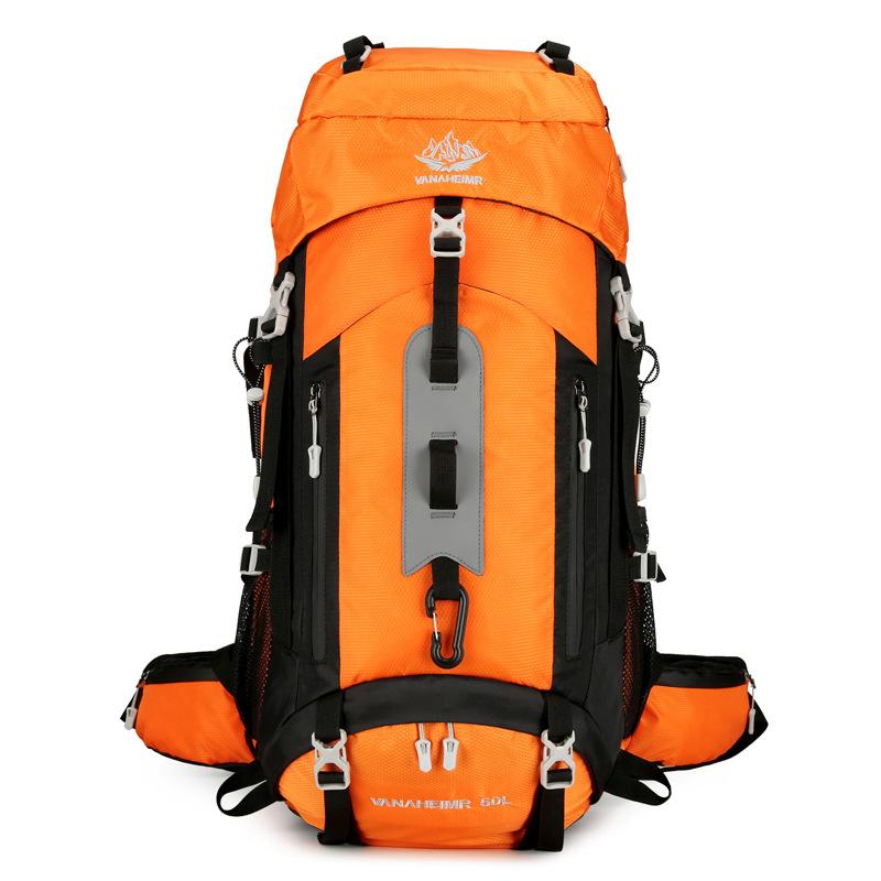 60L Outdoor-Bergsteigertasche mit großer Kapazität Hochwertiges Nylon Wasserdicht Verschleißfest Wandertourentasche Unisex Reise Camping Sportrucksack