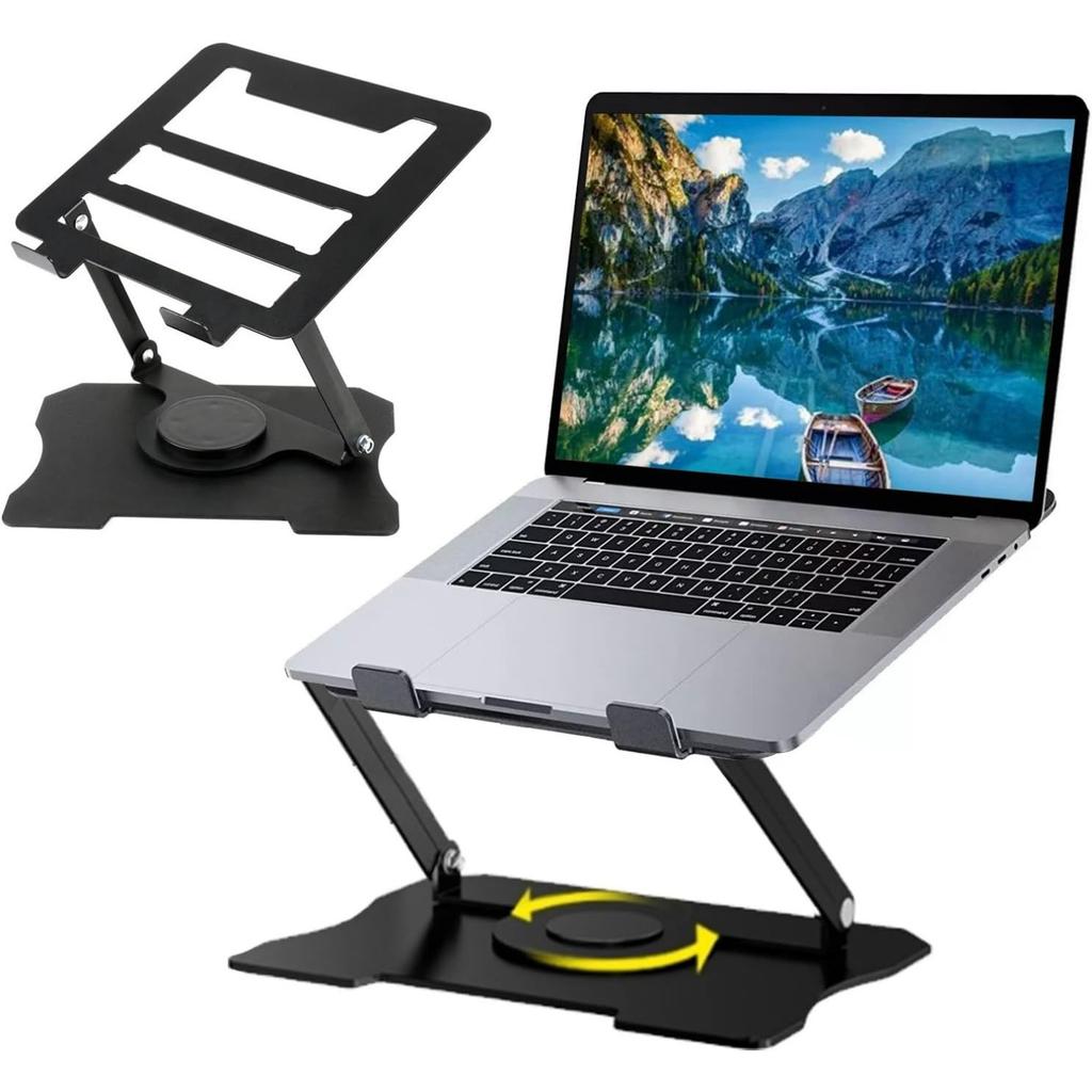 Adjustable Laptop Stand, Portable 360° Rotating & Foldable Metal Laptop Riser, Collapsible Travel Laptop Stand for 10-16" Notebooks, Ergonomic Laptop