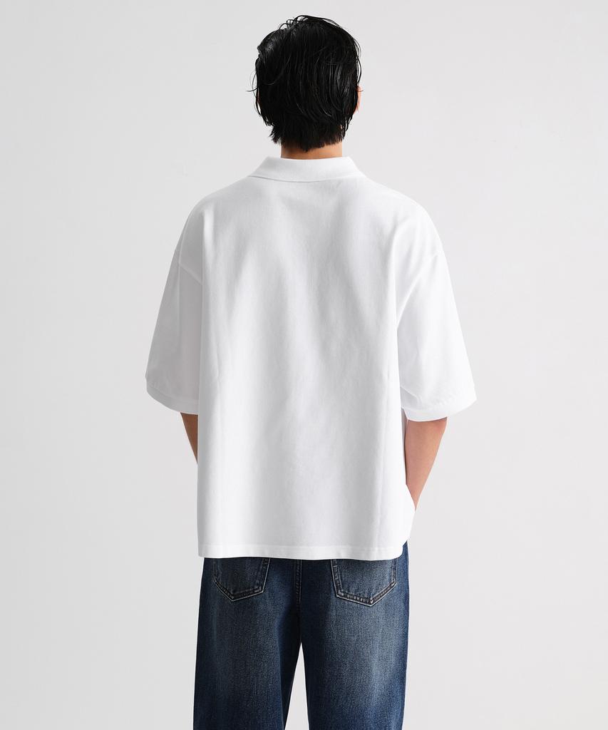 MUSINSA STANDARD Oversized Crop Pique Polo Shirt [White]