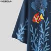INCERUN Men Lapel Half Sleeve Floral Print Casual Loose Oversized Shirts